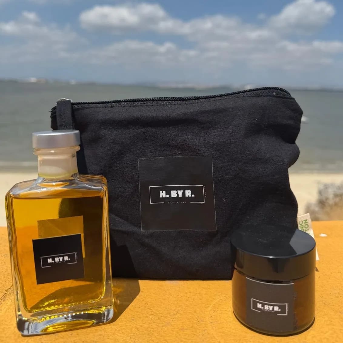 H.By.R essence and cream kit in the brand's fabric pouch